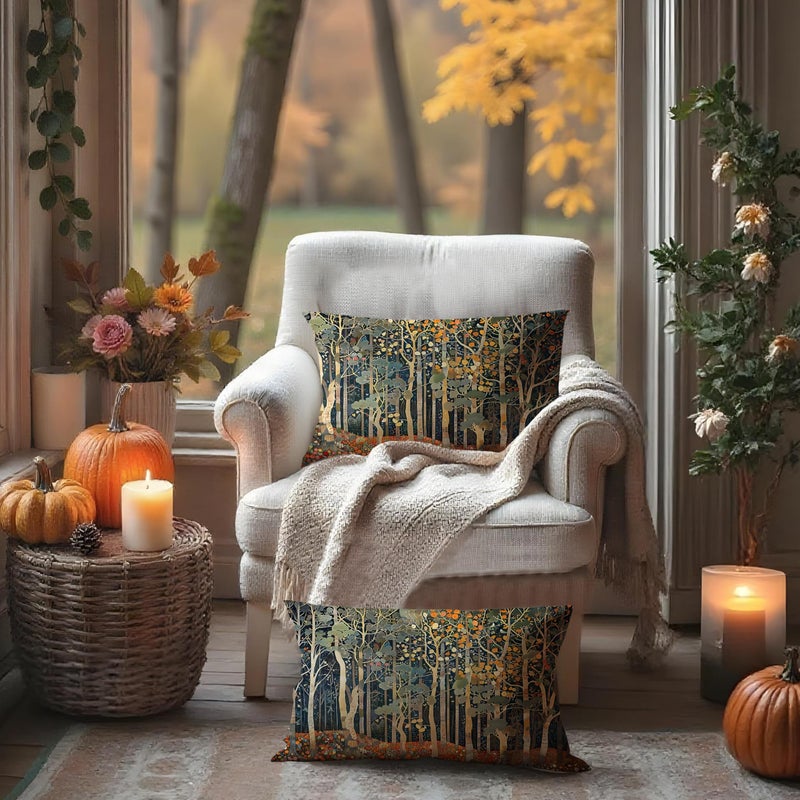 BUJSP Rustic Autumn Forest Pillow Covers 20x12 Set of 2, Fall Home Room Decor, Vintage Botanical Nature William Morris Inspired Decorative Throw Pillow Covers for Home Bedroom Living Room - Image 3