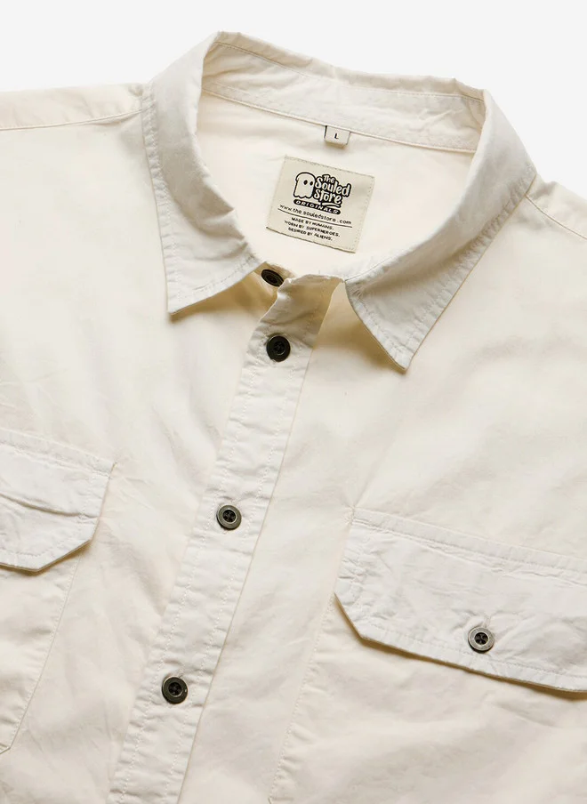 The Souled Store  The Souled Store Men Solids Off White Regular Fit Utility Shirt  | Best Price UAE