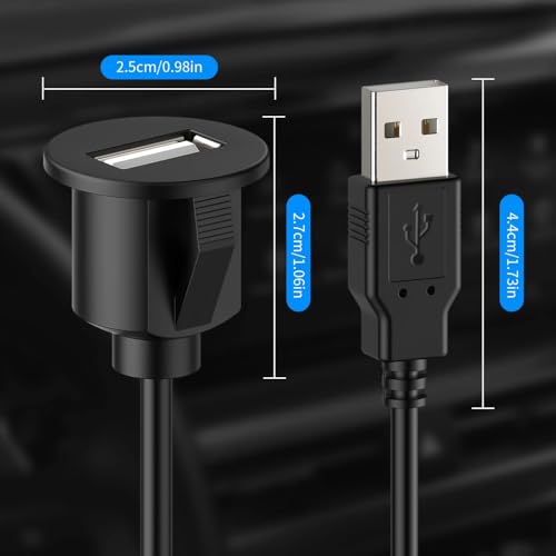 Ekylin Universal Auto USB Extension Cable Dashboard Flush Mount for Car Radio Stereo Android Wince Head Unit DVD CD Media Player 3 Feet - Image 3