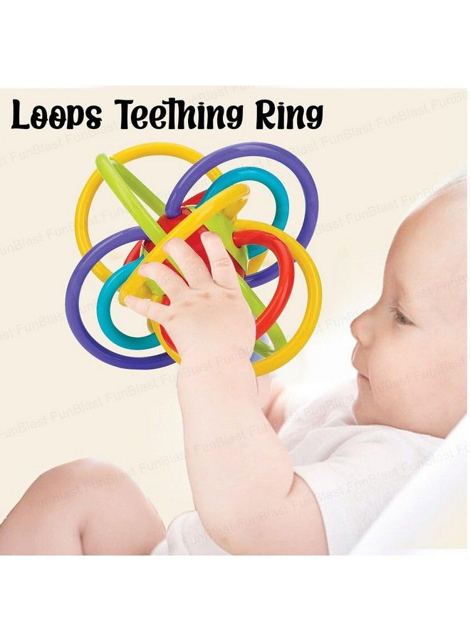 FunBlast Loops Teething Ring Teether Rings With Rattle Sound Toys For New Born Baby Silicone Rings Loop Teether For Baby Infant Teething Ring Toys (Multicolor)  - Image 3