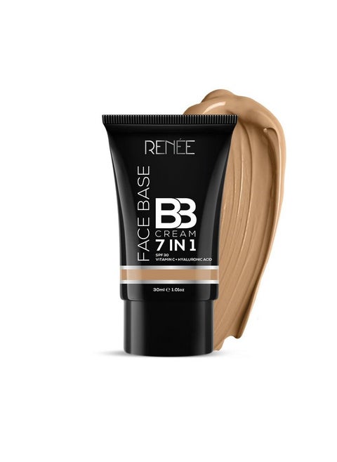 Face Base Bb Cream 7 In 1 With Spf 30 Pa+++, Enriched With Hyaluronic Acid, Vitamin C, Hydrates, Nourishes & Smoothens Skin Texture, Hazelnut 30Ml