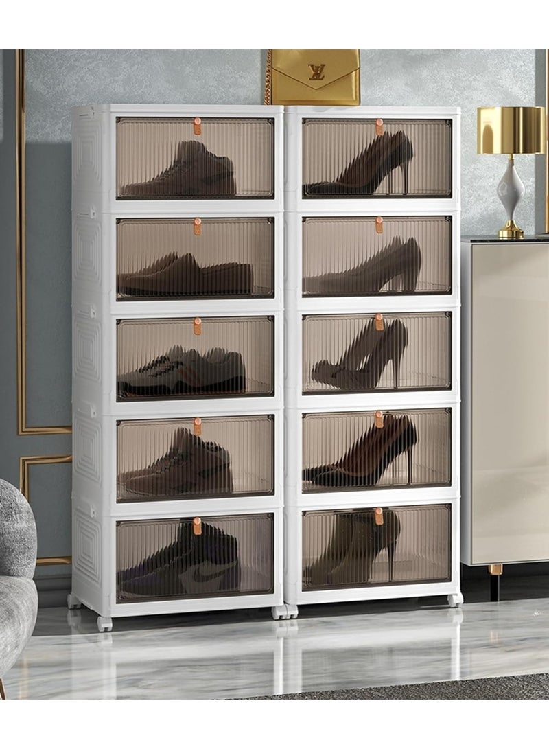 تشولوفز صناديق تخزين بلاستيكية بأغطية، وحاويات تخزين قابلة للتكديس بعجلات، وصناديق تخزين قابلة للطي، وصناديق تخزين قابلة للطي، وحاويات تخزين قابلة للطي متعددة الأغراض للمنزل والمكتب - Image 4