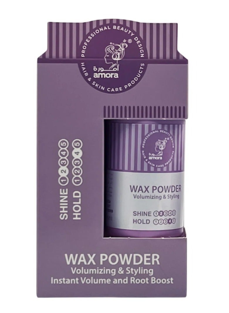 Amora Styling Powder 20g – Volumizing Wax Powder for Root Boost, Matte Finish, Strong Hold, Low Shine