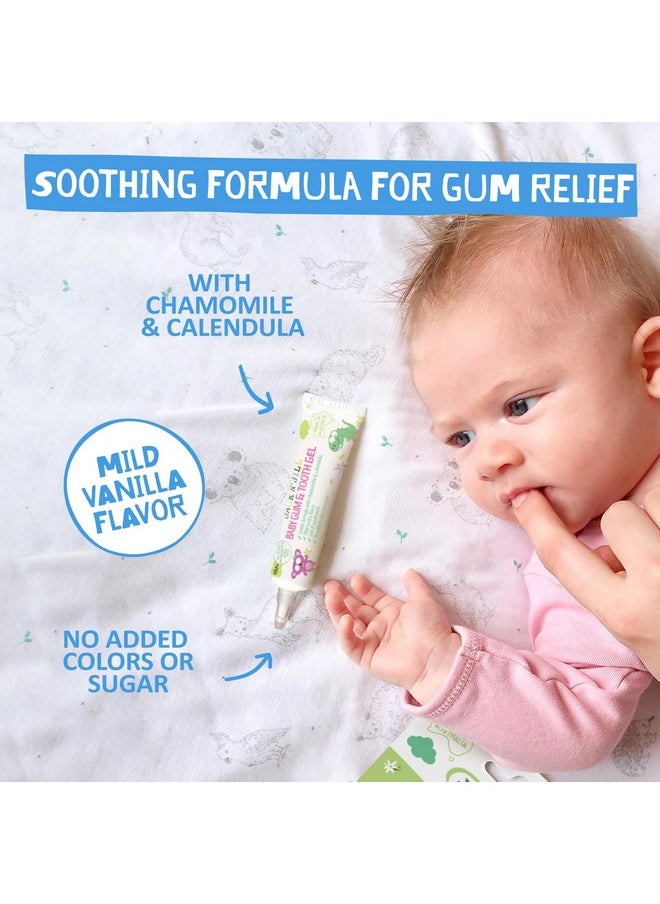 Jack N' Jill - Natural Gum And Teething Relief Gel Plus Silicone Finger Toothbrush Bundle - Baby Toothbrush 6 To 12 Months And Baby Gum And Tooth Gel Bundle, Two Brushes Plus Case, 0.5 Fl Oz - Image 1