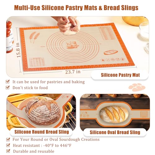 Panny Sourdough Starter Kit, Banneton Bread Proofing Basket with Glass Sour Dough Starter Jar, Sourdough Bread Baking Supplies, Making Tools, 9" Round & 10" Oval Baskets, Christmas Gift for Men Women - Image 4