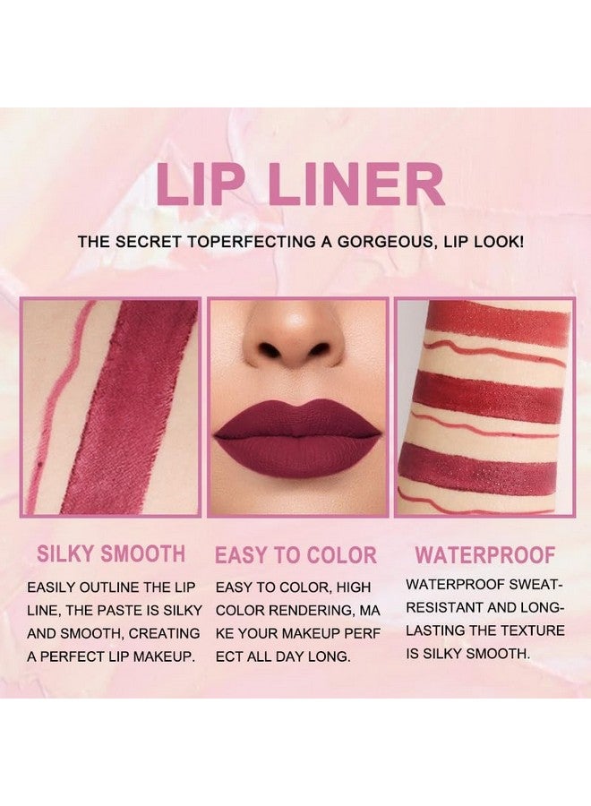 evpct 3Pcs Dark Ruby Wine Red Lip Liner And Lipstick Set Kit For Women Dnm Matte Matt 24 Hour Lipstick And With Lip Liner Pencil Set Waterproof Long Lasting 24 Labial Labiales Mate 24 Horas Originales - Image 3