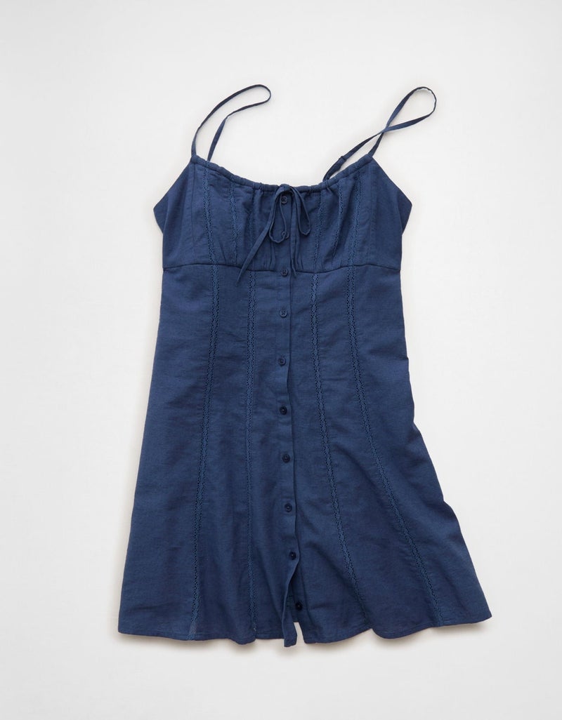 American Eagle AE Button-Up Lace Insert Mini Dress - Image 1