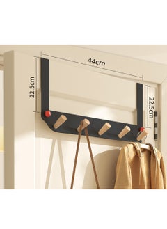 LEOKOR Over The Door Hooks Door Hanger Hook for Clothes with 6 Wooden Door Hooks Black  - Image 5