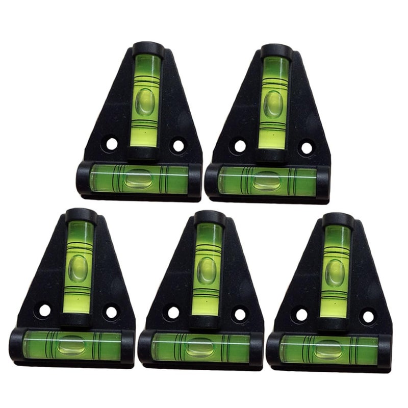 5Pcs Black Triangle T Shape Bubble Leveler Tool With Dual Direction Vial - Image 2