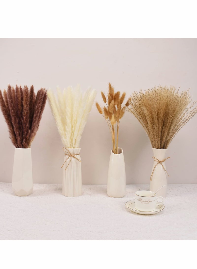 KASTWAVE 100 Pieces Dried Pampas Grass Decor, Brown And White Pampas Grass, Reed Grass, Rabbit Tail Grass, Boho Home Decor Bouquet, Dried Flowers For Wedding Floral Arrangements Wall Bathroom Decor - Image 2