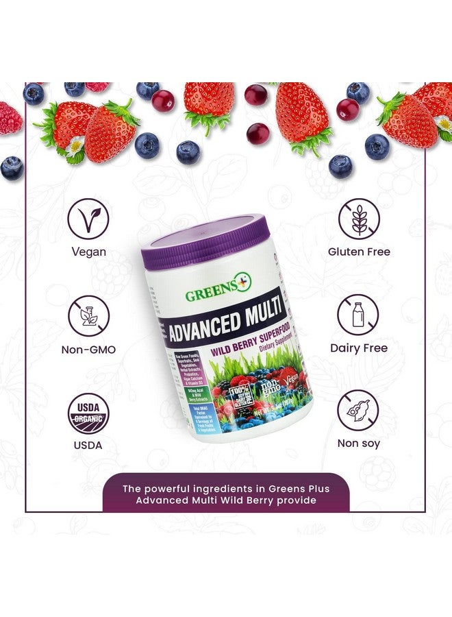 Greens+ Advanced Multi Wild Berry Superfood Powder, Organic Healthy Blend for Morning Vitality, Nutrition, Vibrant Health, Dietary Supplement, Vitamins & Minerals, Vegan, Soy/Dairy/Gluten Free(9.4oz)