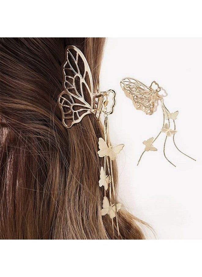 Fameza Butterfly Hair Clips 1Pcs Butterfly Metal Hair Claw Clip Big Nonslip Gold Hair Clamps Hair Accessories Butterfly Clip For Women Fashion Hair Supplies  - Image 2