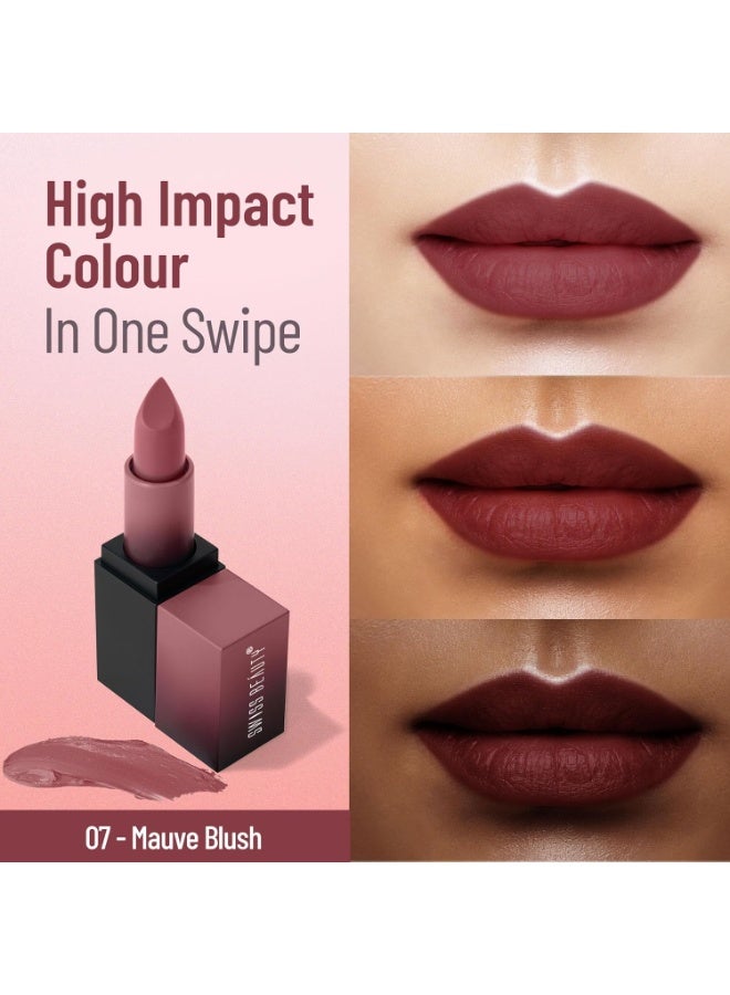 Swiss Beauty Hd Matte Pigmented Smudge Proof Lipstick | Creamy Matte Long Stay Lipstick | Mauve Blush, 3.4g - Image 2