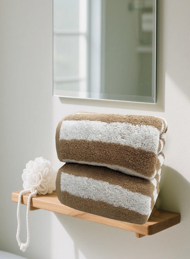 USTIDE Brown Strip Hand Towels 100% Cotton Face Towels Set of 2 Soft Absorbent Towels for Bathroom Bath Spa Gym（2 Hand Towels, 14x29） - Image 3