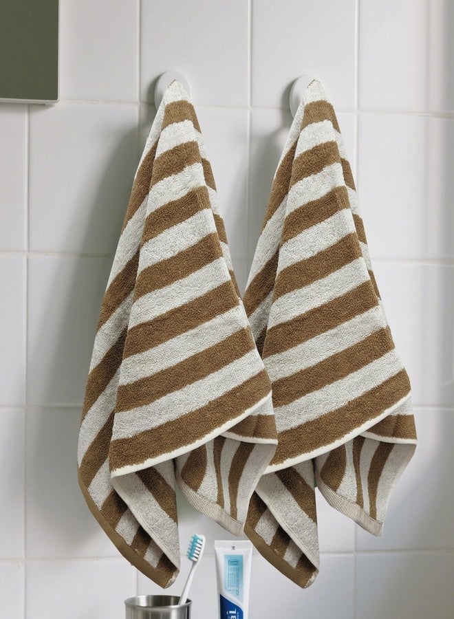 USTIDE Brown Strip Hand Towels 100% Cotton Face Towels Set of 2 Soft Absorbent Towels for Bathroom Bath Spa Gym（2 Hand Towels, 14x29） - Image 2
