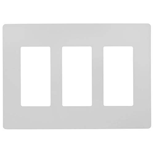 Faith Electric 3-Gang Decorator Screwless Wall Plate Child Safe Outlet Covers, 4.68" H x 6.6" L, Fits GFCI, USB Receptacles, Dimmers, and Lighting Controls, ETL Listed, White - Image 1