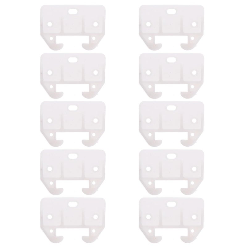 White Plastic Drawer Track Guides and Latches Crab Style Rail Slides Replacement Hardware 10pcs - Image 2