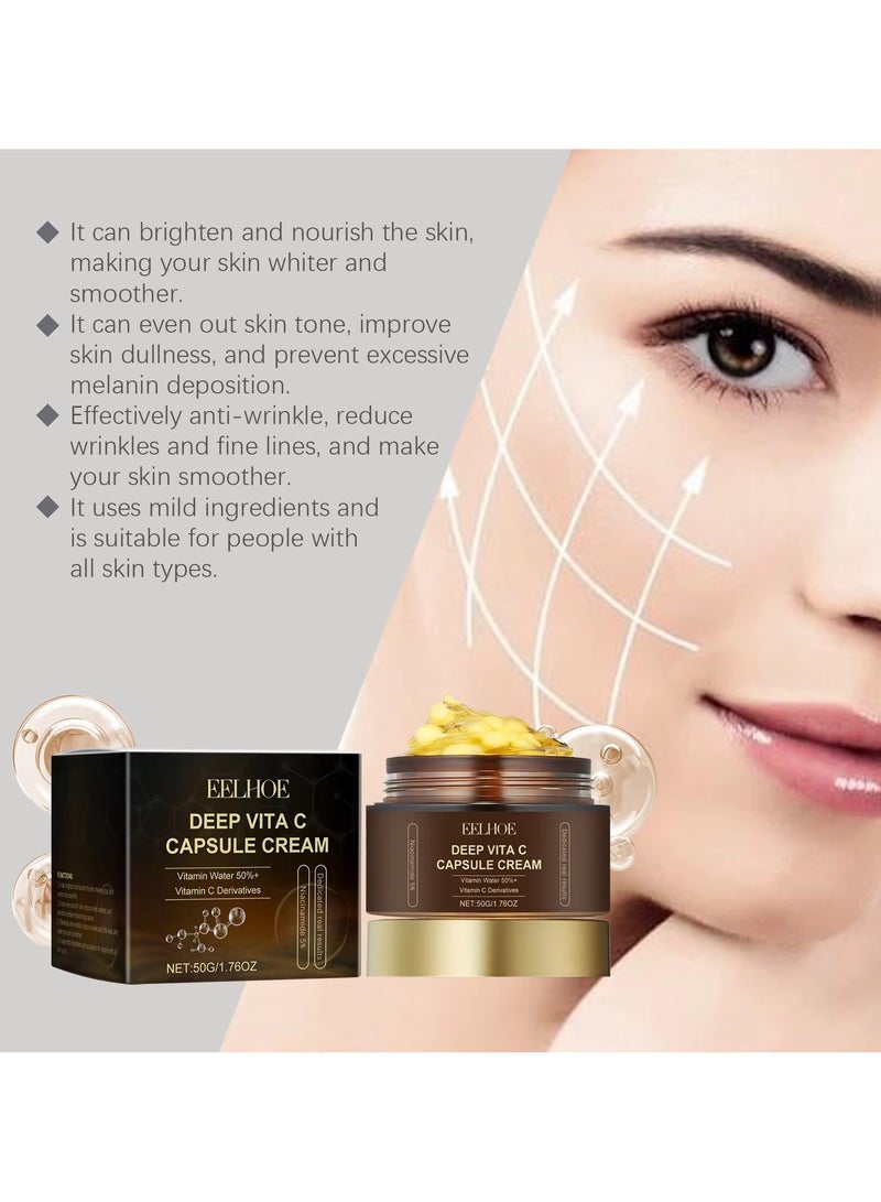 إيلهو كريم كبسولات فيتامين سي العميق، كريمات كبسولات مرطبة للوجه مضادة للتجاعيد والشيخوخة، ترطيب فوري للبشرة الجافة، جل شفاف لترطيب متوهج - Image 2