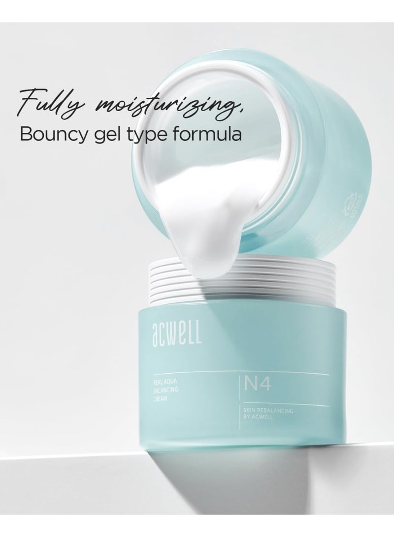 ACWELL Moisturizing pH Balancing Face Cream, Soothing Skin Troubles and Redness for Sensitive Skin, Refreshing Gel Moisturizer, Improving Skin Texture – Real Aqua Balancing Cream 50ml - Image 4
