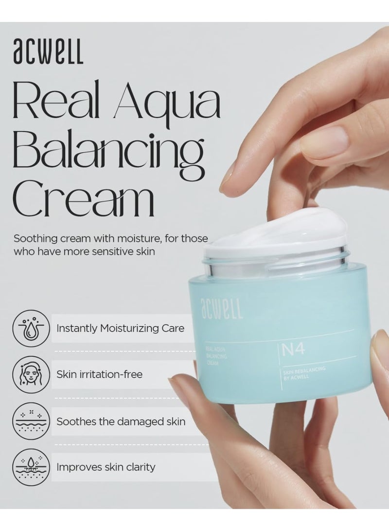 ACWELL Moisturizing pH Balancing Face Cream, Soothing Skin Troubles and Redness for Sensitive Skin, Refreshing Gel Moisturizer, Improving Skin Texture – Real Aqua Balancing Cream 50ml - Image 2