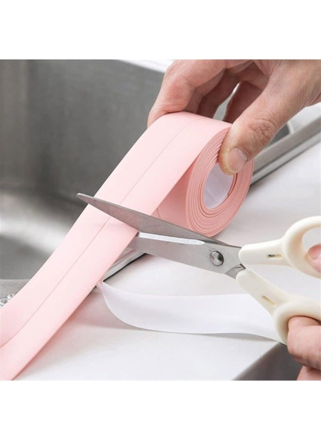 FALMER - Self Adhesive Bathroom Waterproof Mouldproof Sealing Tape Wall Mounted Sealant Tape for Bathtub Cracks Walls 3M Length 2cm Width Pink - Image 1