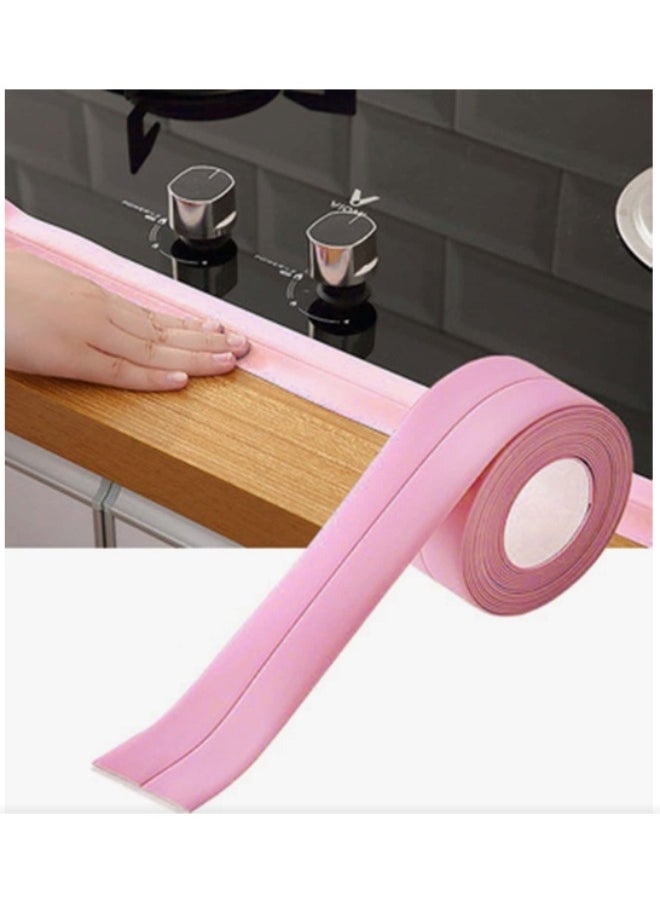 FALMER - Self Adhesive Bathroom Waterproof Mouldproof Sealing Tape Wall Mounted Sealant Tape for Bathtub Cracks Walls 3M Length 2cm Width Pink - Image 1