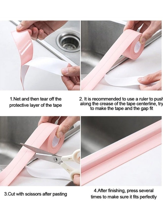 FALMER - Self Adhesive Bathroom Waterproof Mouldproof Sealing Tape Wall Mounted Sealant Tape for Bathtub Cracks Walls 3M Length 2cm Width Pink - Image 1