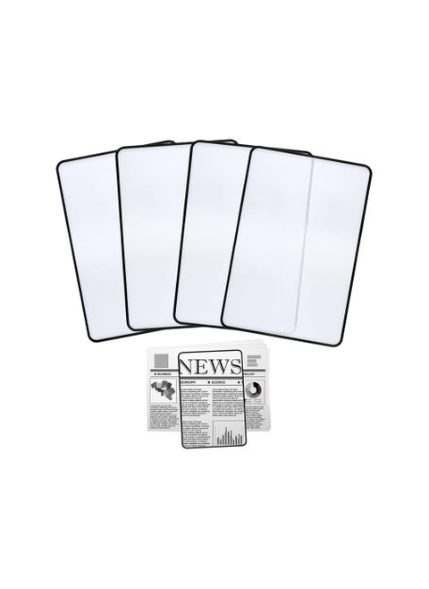 4Pcs Handheld Page Magnifying, 3X Lightweight Flat Optical Plastic Fresnel Lens, Flat Magnifier for The Elderly and People with Low Vision Reading Small Prints, Maps and Books