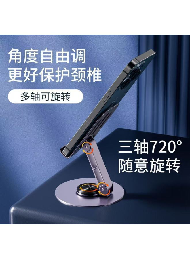 Cross-border explosions mobile phone bracket metal desktop 360-degree rotating lazy folding live flat support wholesale - Image 4
