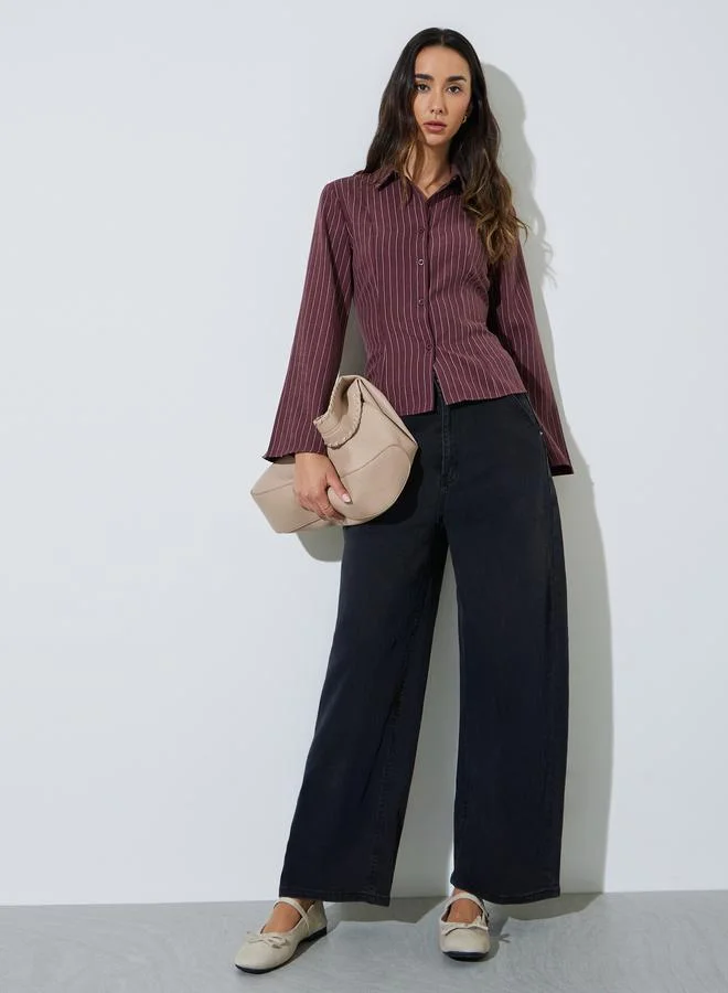 Styli Fitted striped shirt with flared sleeves