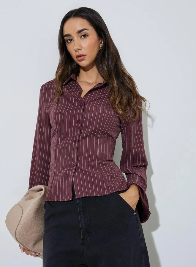 Styli Fitted striped shirt with flared sleeves