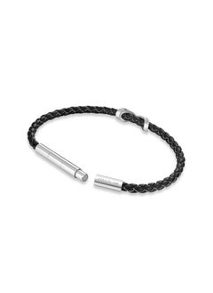 CERRUTI 1881 Franco Silver and Black Leather Bracelet  - Image 3