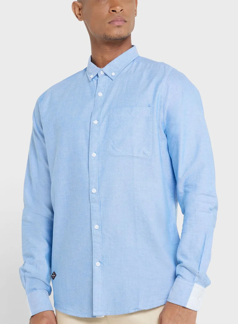 Thomas Scott Thomas Scott Men Blue Slim Fit Pure Cotton Casual Sustainable Shirt