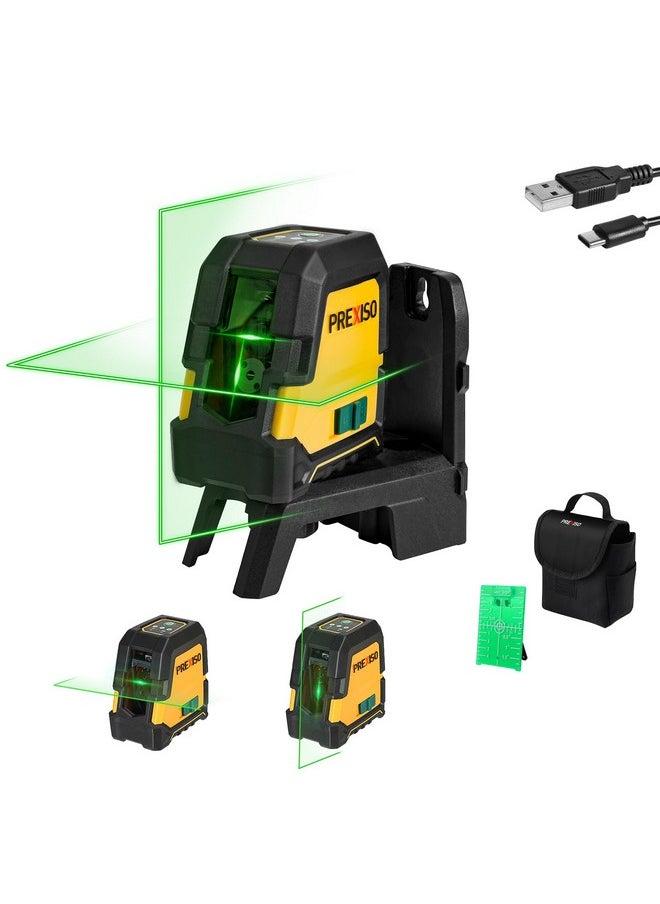 Prexiso PREXISO Laser Level Self Leveling - 100Ft Rechargeable Cross Line Laser, Green Line leveler Tool for Construction, Floor Tile, Home Renovation with Magnetic Pivoting Base, Target Plate & Portable Bag  - Image 1
