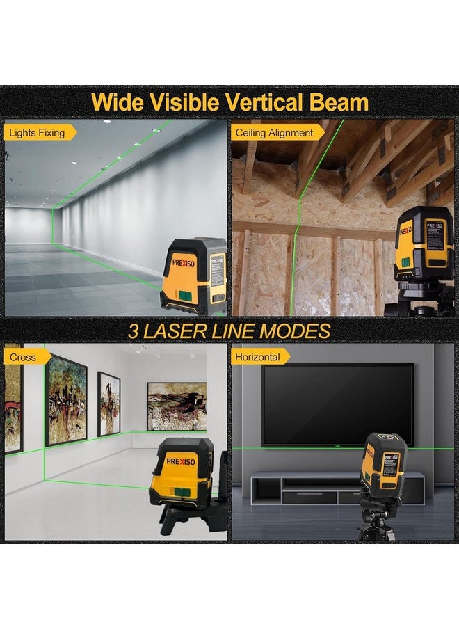 Prexiso PREXISO Laser Level Self Leveling - 100Ft Rechargeable Cross Line Laser, Green Line leveler Tool for Construction, Floor Tile, Home Renovation with Magnetic Pivoting Base, Target Plate & Portable Bag  - Image 2