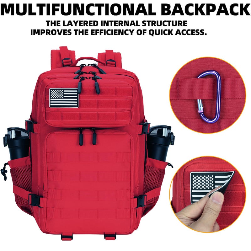 Lovelinks21 45L Tactical Assault Backpack 3 day assault pack with Molle Waterproof backpack Rucksack for Tactical Backpacks (Red) - Image 5