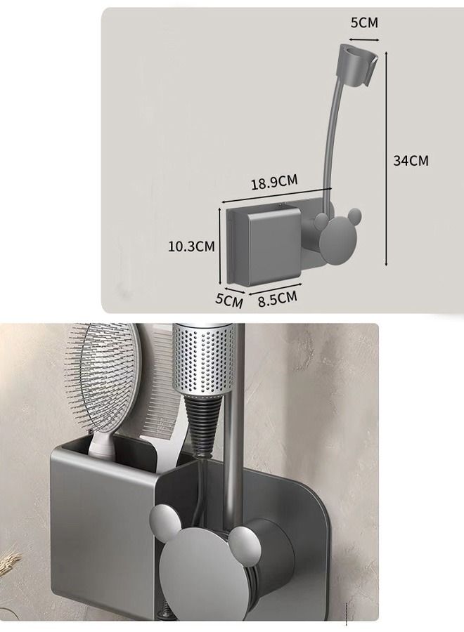 DUNISO Hair Dryer Holder Wall Mounted Upgraded Hands-Free Blow Dryer Holder Wall Mount Bathroom Multifunctional Hot Tool Storage Organizer for Hair Drver Curling Wand Straightener - Image 3