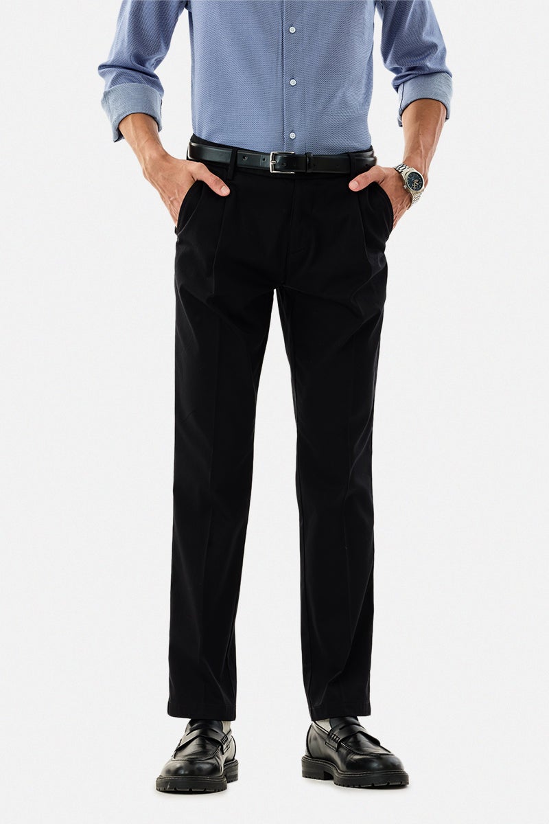 SNITCH Slim Fit Stretch Pleated Trousers - Image 1