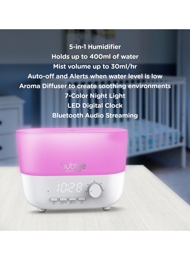 Hubble Connected Mist 5- In -1 Smart Humidifier For Baby With Aroma Diffuser, Bluetooth Speaker, 7 Colour Night Light, Led Digital Clock, 10 Hrs Battery Life And Smartphone App Air Humidifier For Bedroom - Image 3