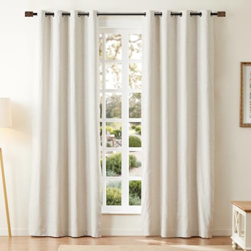 EQURROY Curtain Rods for Windows 28 to 48 Inches: 1 Inch diameter heavy-Duty Adjustable Decorative Curtain Rod Square Striped Finials, For Bedrooms, Living Rooms And Patio.Brown.Size:18-64" - Image 3