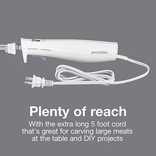 Proctor Silex Easy Slice Electric Knife for Meat Slicing, Poultry, Bread, Crafting Foam and More, Lightweight with Contoured Grip, White, (74312) - Image 5