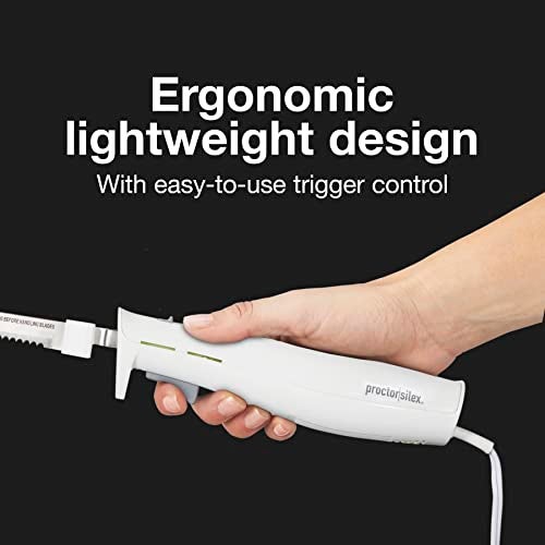 Proctor Silex Easy Slice Electric Knife for Meat Slicing, Poultry, Bread, Crafting Foam and More, Lightweight with Contoured Grip, White, (74312) - Image 4
