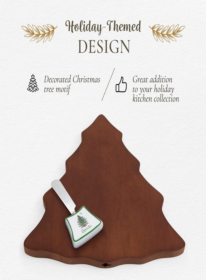 Spode Christmas Tree Cheese Board & Spreader Set (2-Piece) - 13" Acacia Wood Cheese Serving Board with Handled Spreader - Festive Serveware for Holiday Entertaining, Charcuterie & Appetizers - Image 3