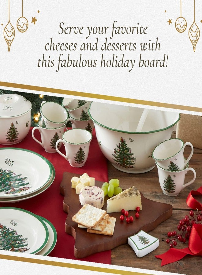 Spode Christmas Tree Cheese Board & Spreader Set (2-Piece) - 13" Acacia Wood Cheese Serving Board with Handled Spreader - Festive Serveware for Holiday Entertaining, Charcuterie & Appetizers - Image 5