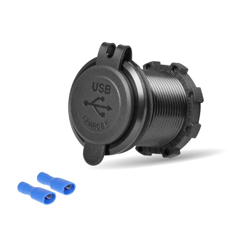 Rydonair Aluminum 4.2A Dual USB Charger Socket Power Outlet 2.1A & 2.1A for Marine, Boat, Car, Golf Cart, UTV, ATV, etc (Non Illuminated)