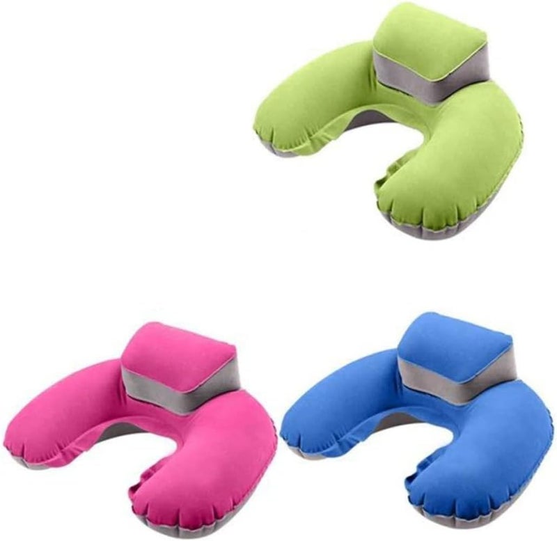 Inflatable Travel Pillow Comfortable Neck Shape Cushion for Airplanes Cars Outdoor Use Lightweight Design for Easy Carrying Red Color Air Pressure for Comfort - Image 4
