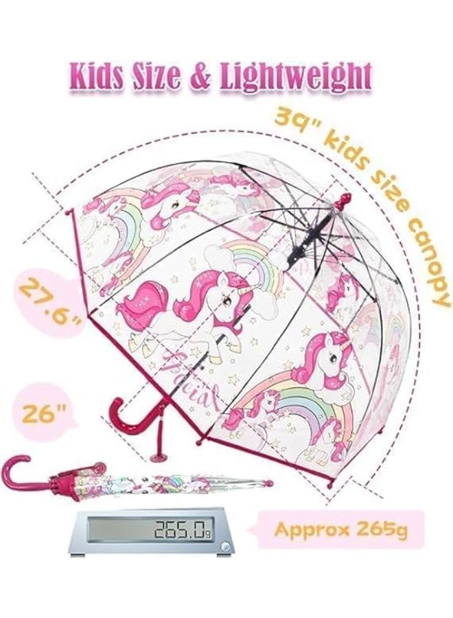 HZYH Kids Clear Bubble Umbrella Transparent Dome See Through Child Umbrellas with Pinch Proof Closure and Easy Grip Hook Handle Safe Design Easy Care for Rain Boys Girls, One  Size - Image 2