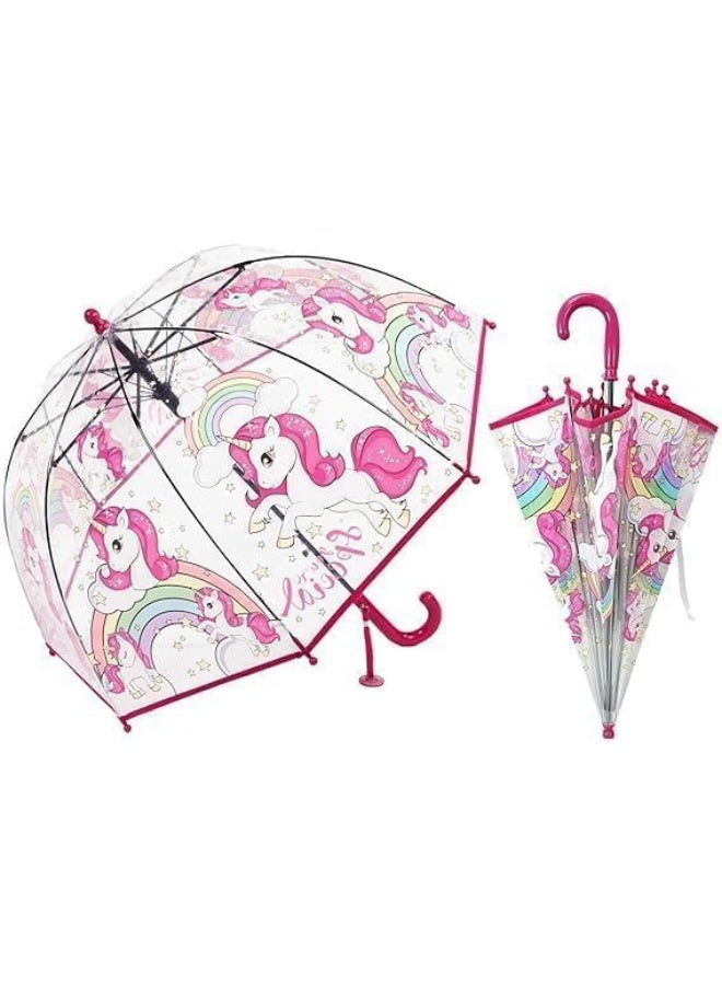 HZYH Kids Clear Bubble Umbrella Transparent Dome See Through Child Umbrellas with Pinch Proof Closure and Easy Grip Hook Handle Safe Design Easy Care for Rain Boys Girls, One  Size - Image 1