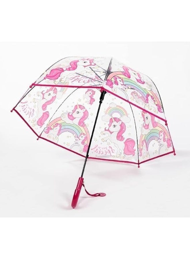 HZYH Kids Clear Bubble Umbrella Transparent Dome See Through Child Umbrellas with Pinch Proof Closure and Easy Grip Hook Handle Safe Design Easy Care for Rain Boys Girls, One  Size - Image 5