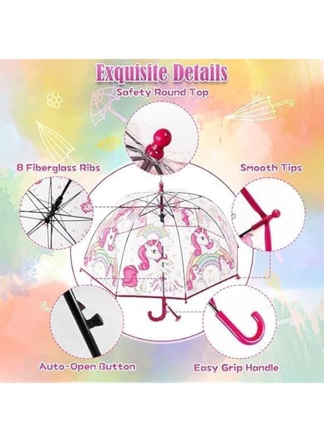 HZYH Kids Clear Bubble Umbrella Transparent Dome See Through Child Umbrellas with Pinch Proof Closure and Easy Grip Hook Handle Safe Design Easy Care for Rain Boys Girls, One  Size - Image 3